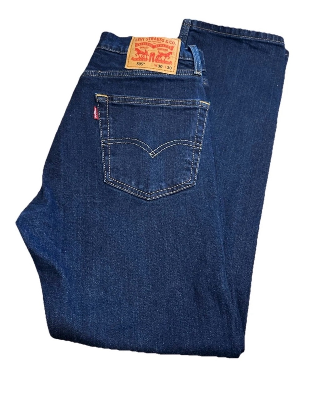 Levi’s 505 Jeans Men’s 30x30 Regular Fit Straight Leg Dark Wash Blue Denim